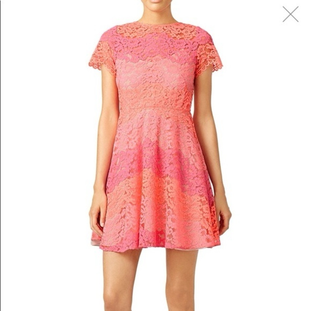 Shoshanna Pink Multi Lace Rio Dress - 4